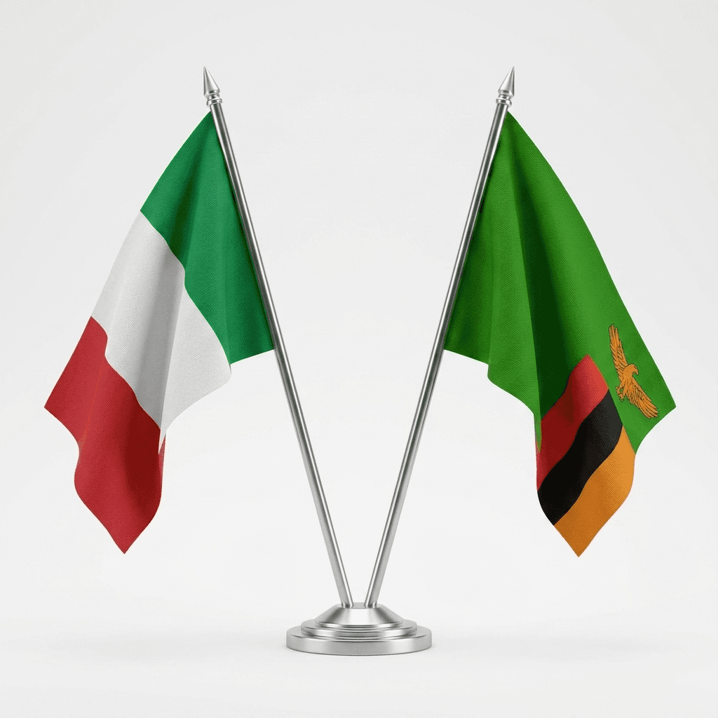 Flags of Italy and Zambia side by side